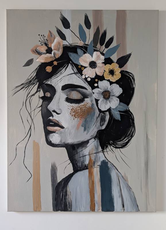 Ręcznie malowany obraz na płótnie Złota Poświata